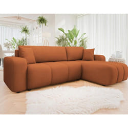 Nicole - canapé d'angle réversible 4 places convertible avec coffre en tissu