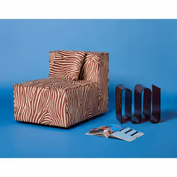 Arty - module d'assise sans accoudoirs zèbre en velours