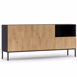 Felicia - buffet bas - bois et noir - 180 cm