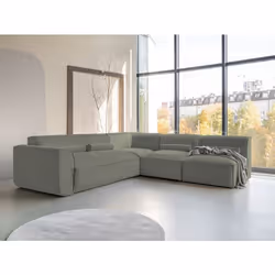 Felix - canapé modulable dangle droit 5 places en tissu texturé - Vert
