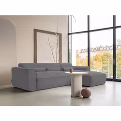 Felix - canapé modulable dangle droit 4 places en tissu texturé - Gris foncé
