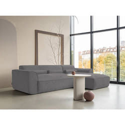 Felix - canapé modulable dangle droit 4 places en tissu texturé - Gris foncé