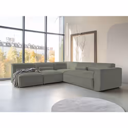 Felix - canapé modulable dangle gauche 5 places en tissu texturé - Vert