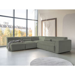 Felix - canapé modulable dangle gauche 5 places en tissu texturé - Vert