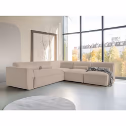 Felix - canapé modulable dangle droit 5 places en tissu texturé - Taupe
