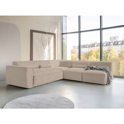 Felix - canapé modulable dangle droit 5 places en tissu texturé - Taupe