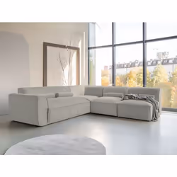 Felix - canapé modulable dangle droit 5 places en tissu texturé - Gris clair