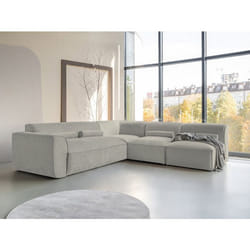 Felix - canapé modulable dangle droit 5 places en tissu texturé - Gris clair