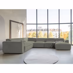 Felix - canapé modulable panoramique dangle gauche 7 places en tissu texturé - Vert