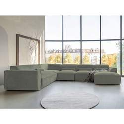 Felix - canapé modulable panoramique dangle gauche 7 places en tissu texturé - Vert