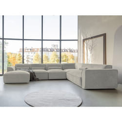 Felix - canapé modulable panoramique dangle droit 7 places en tissu texturé - Gris clair