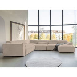 Felix - canapé modulable panoramique dangle gauche 7 places en tissu texturé - Taupe