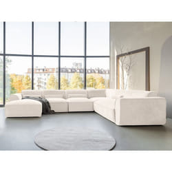 Felix - canapé modulable panoramique dangle droit 7 places en tissu texturé - Beige