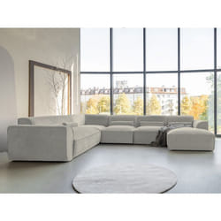 Felix - canapé modulable panoramique dangle gauche 7 places en tissu texturé - Gris clair