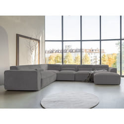 Felix - canapé modulable panoramique dangle gauche 7 places en tissu texturé - Gris foncé