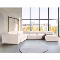 Felix - canapé modulable panoramique dangle gauche 7 places en tissu texturé - Beige