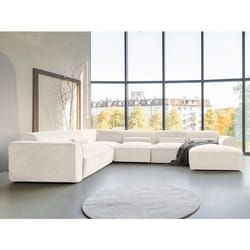 Felix - canapé modulable panoramique dangle gauche 7 places en tissu texturé - Beige