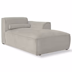 Felix - module dassise méridienne droit en tissu texturé - Gris clair
