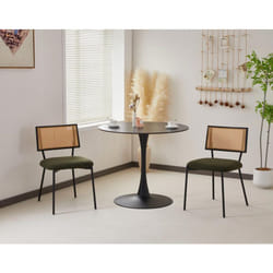 Lisa Design - Luciano - lot de 2 chaises - en tissu bouclette - vert kaki