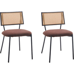 Luciano - lot de 2 chaises - en tissu bouclette - marron