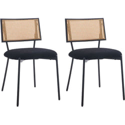 Luciano - lot de 2 chaises - en tissu bouclette - noir