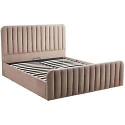 Alice - lit coffre - 160x200 cm - en velours - taupe