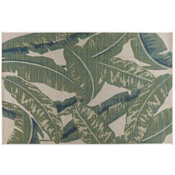 Lisa Design - Noumea - tapis rectangulaire motif floral - intérieur et extérieur - vert et beige