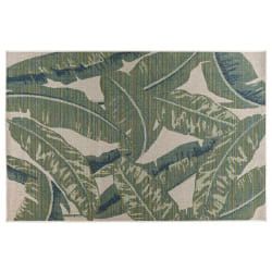 Noumea - tapis rectangulaire motif floral - intérieur et extérieur - vert et beige