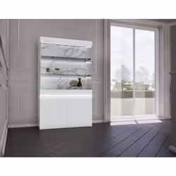 Amaury - vitrine - blanc - fond effet marbre - 115x185 cm