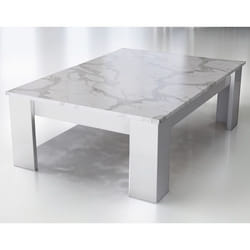 Amaury - table basse - blanc - plateau effet marbre - 126 cm