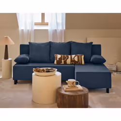 Gloria - canapé d'angle réversible 4 places convertible avec coffre en tissu texturé