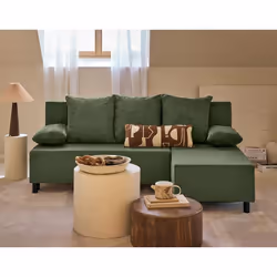 Gloria - canapé d'angle réversible 4 places convertible avec coffre en tissu texturé