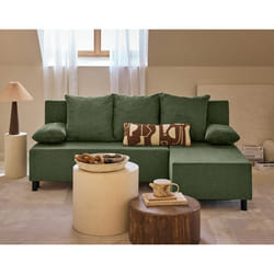 Gloria - canapé d'angle réversible 4 places convertible avec coffre en tissu texturé