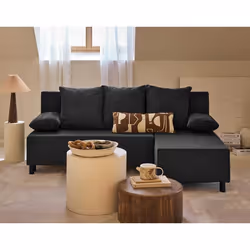 Gloria - canapé d'angle réversible 4 places convertible avec coffre en tissu texturé