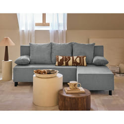 Gloria - canapé d'angle réversible 4 places convertible avec coffre en tissu texturé