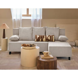 Gloria - canapé d'angle réversible 4 places convertible avec coffre en tissu texturé