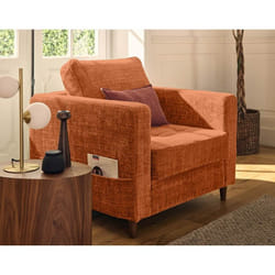 Anna - fauteuil avec poche en velours texturé - pieds en bois