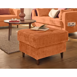 Anna - pouf en velours texturé - pieds en bois