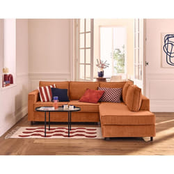 Jake - canapé déhoussable d'angle droit 5 places en velours texturé
