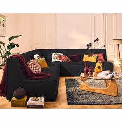 Ellie - canapé modulable d'angle réversible 5 places en velours texturé