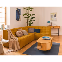 Ellie - canapé modulable d'angle réversible 4 places en velours texturé