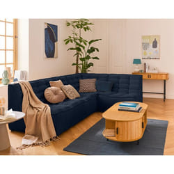 Ellie - canapé modulable d'angle réversible 4 places en velours texturé