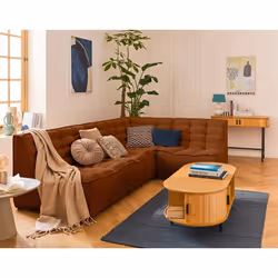 Ellie - canapé modulable d'angle réversible 4 places en velours texturé