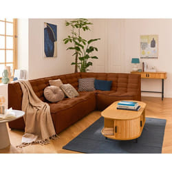 Ellie - canapé modulable d'angle réversible 4 places en velours texturé