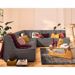 Ellie - canapé modulable d'angle réversible 5 places en velours texturé