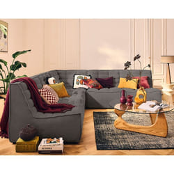Ellie - canapé modulable d'angle réversible 5 places en velours texturé