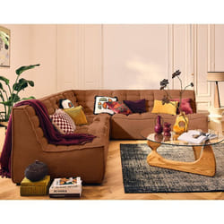 Ellie - canapé modulable d'angle réversible 5 places en velours texturé