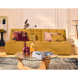 Ellie - module d'assise sans accoudoir 3 places en velours texturé - jaune