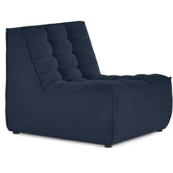 Ellie - module d'assise sans accoudoir en velours texturé - bleu marine