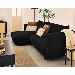 Gianni - canapé d'angle gauche 4 places convertible avec coffre en tissu